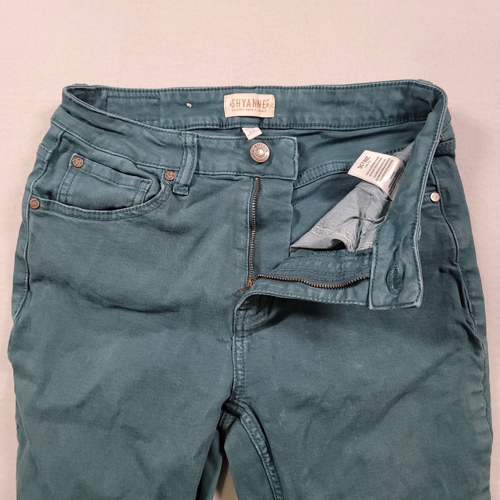 Shyanne Extreme Flare Jeans Womens 29 Teal Green Solid High Rise Cotton Stretch